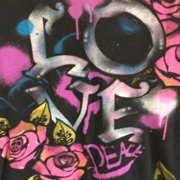 Love Peace Black T-Shirt Womens Small - Picture 2 of 5